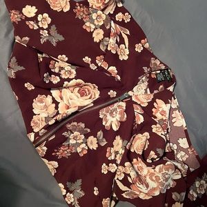 Rue 21 Floral Long Sleeve Zip Front Dress Shirt Medium